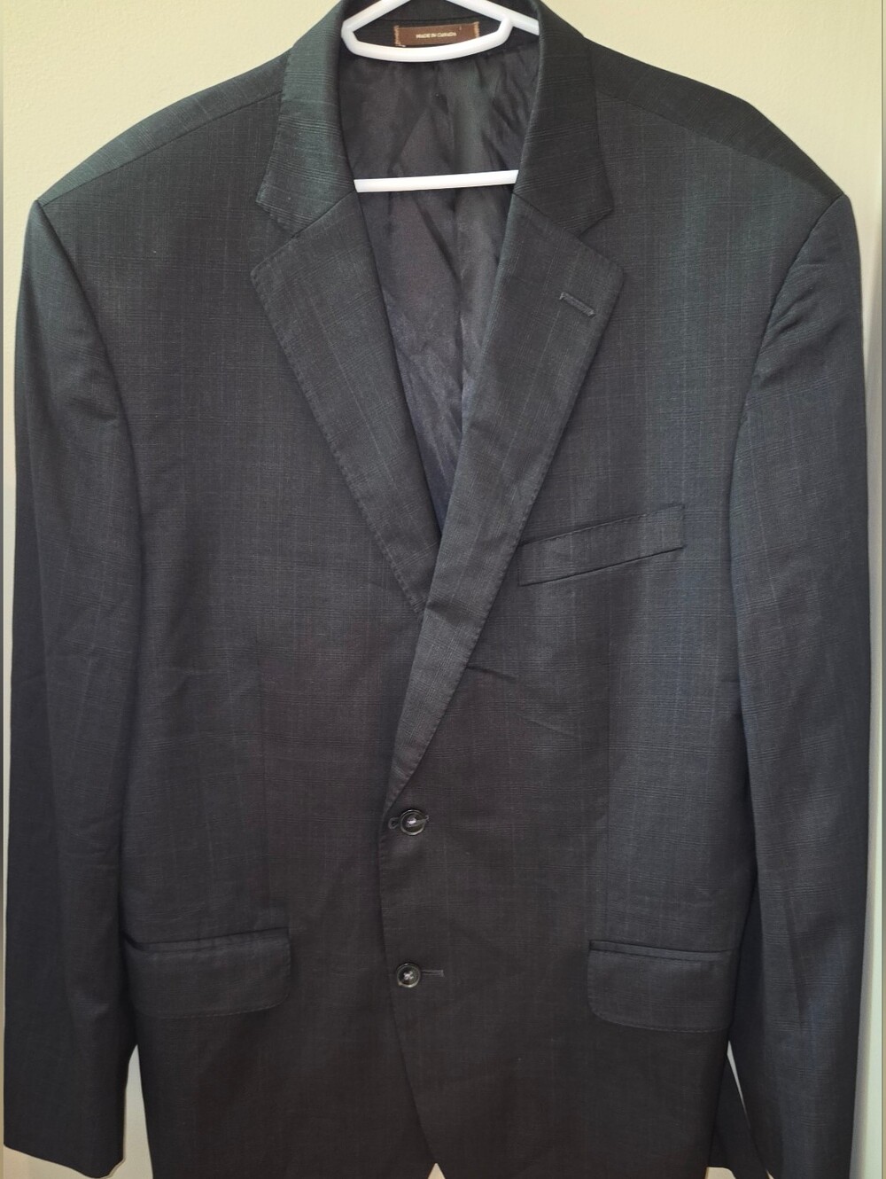 Peter Millar Vintage Glen Plaid Black/Blue Suit Jacket 100% Wool Blazer 44R
